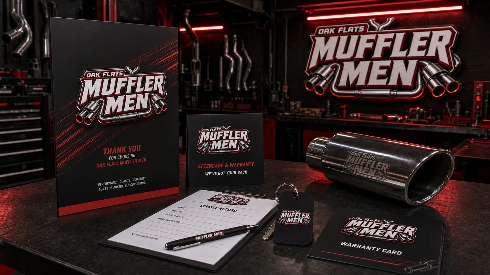 Customer handover hero for Oak Flats Muffler Men