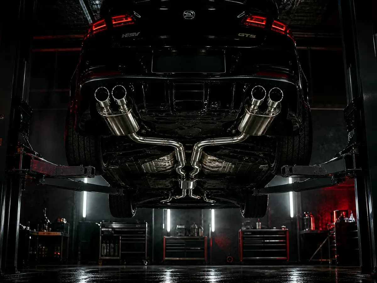 Underbody exhaust system checked on the lift before handover