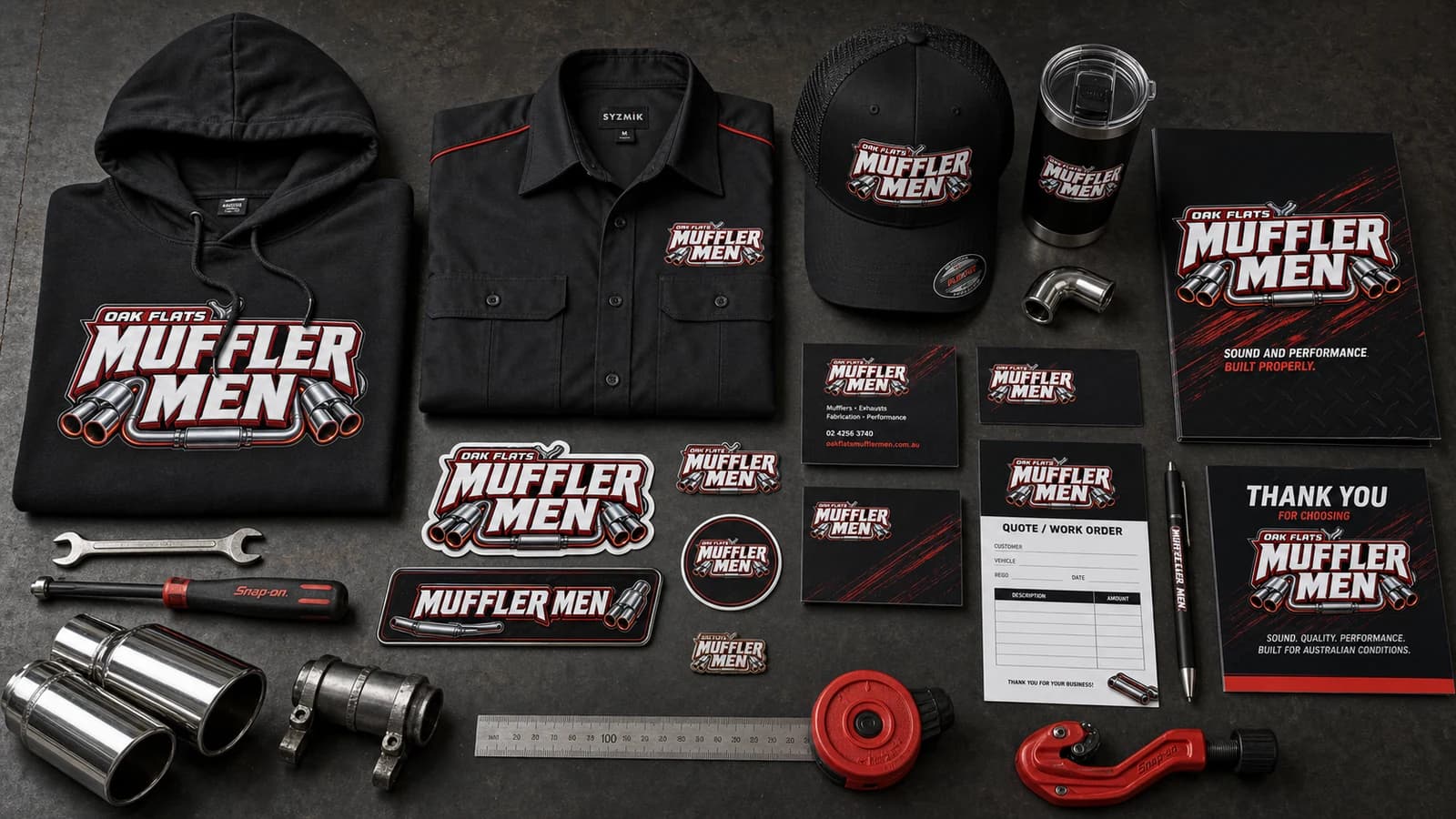 Oak Flats Muffler Men parts and merchandise brand cover
