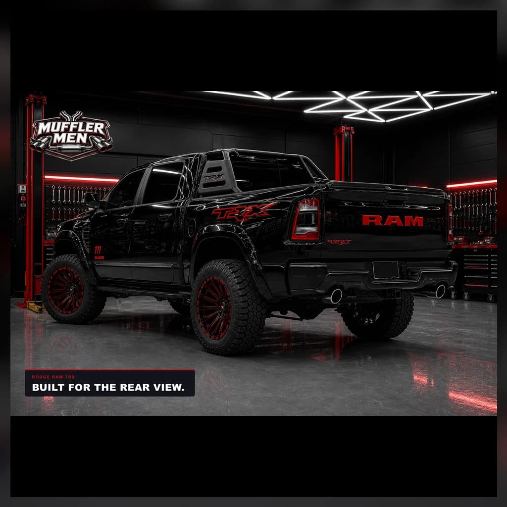 Dodge RAM TRX rear sound view for Oak Flats Muffler Men exhaust advice