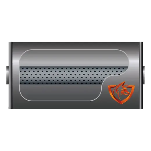 5″ ROUND MUFFLER WITH 3″ IN & OUT & 14″ LENGTH/ STRAIGHT THROUGH 304 STAINLESS POLISHED product image