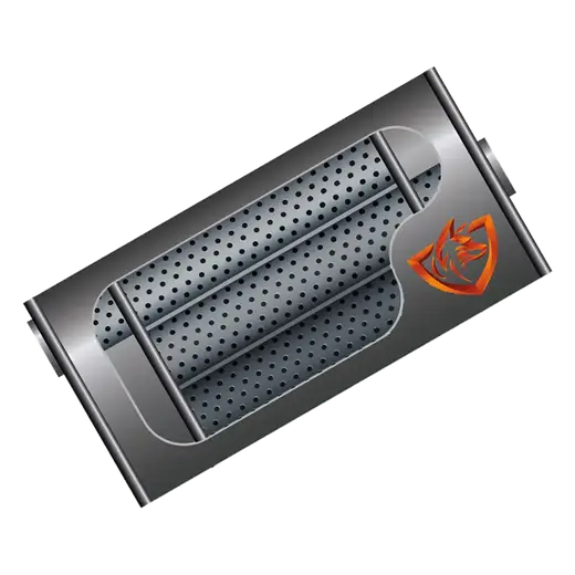 8″ X 4″ OVAL MUFFLER WITH 2.25″ IN & OUT & 14″ LENGTH/ REVERSE FLOW 409 STAINLESS NON-POLISHED product image