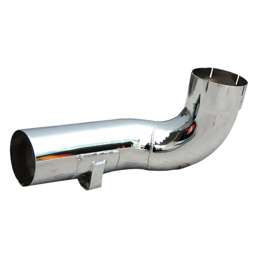 CHROME BEND PLAIN EXPANDED 90˚ + 40˚ DEGREES WITH 5″ OD & ID DAYCAB (LH PASSENGER) product image