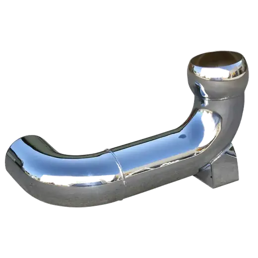 CHROME PLATED 5″ DOUBLE BEND TILT CAB CONNECTOR – DRIVER SIDE – 90° + 80° BEND product image