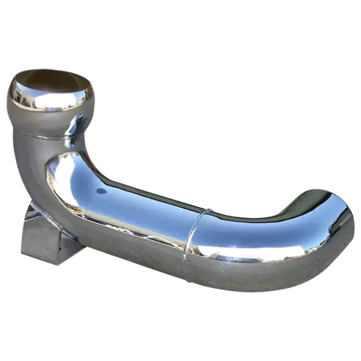 CHROME PLATED 5″ DOUBLE BEND TILT CAB CONNECTOR – PASSENGER SIDE – 90° + 80° BEND product image