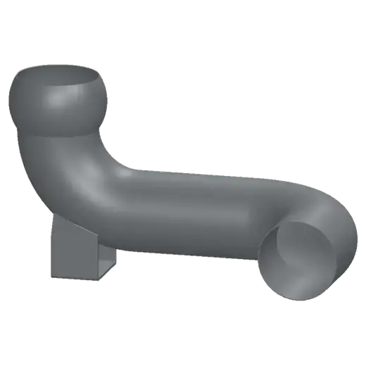 ALUMINISED 5″ DOUBLE BEND TILT CAB CONNECTOR – PASSENGER SIDE – 90° + 80° BEND product image