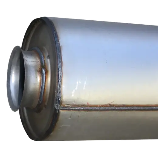 10″ ROUND x 44″ BARREL LENGTH x  4.5″ IN/5″ OUT – VOLVO – BAFFLED SILENCER / MUFFLER product image