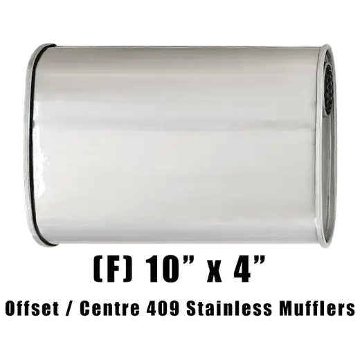 10" x 4" Offset/Centre (F) Configurations Mufflers | Stainless 409 | Select Your Size Length and Internal Options product image
