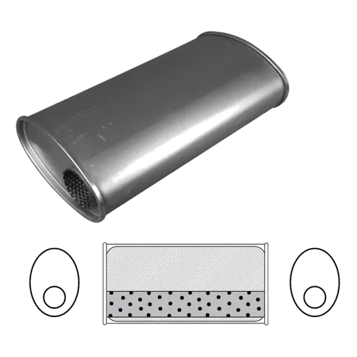 10" X 4" OVAL - 10" LONG O/O INLINE 2 1/2" GLASS PACKED STRAIGHT THROUGH NO STUBS product image
