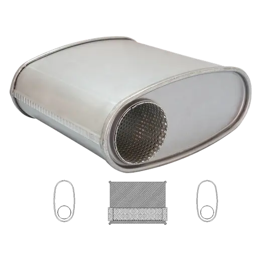 10" X 4" OVAL - 10" LONG O/O INLINE 3" GLASS PACKED MEGA FLOW - NO STUBS product image
