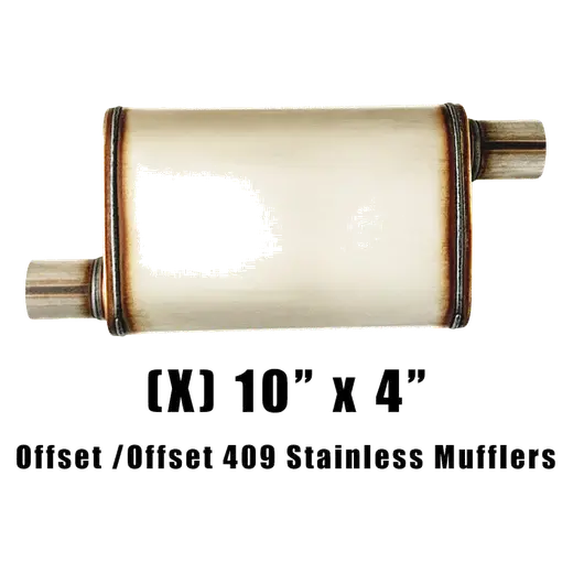 10" x 4" Offset/Offset Configurations Mufflers | Stainless 409 | Select Your Size Length and Internal Options product image