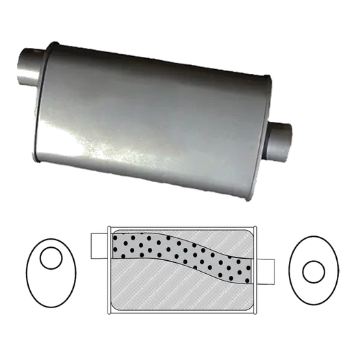 11" x 6" Offset/Centre Configurations Mufflers | Aluminised | Select Your Size Length and Internal Options product image