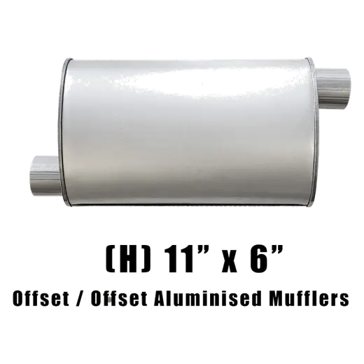 11" x 6" Offset/Offset Configurations Mufflers | Aluminised | Select Your Size Length and Internal Options product image