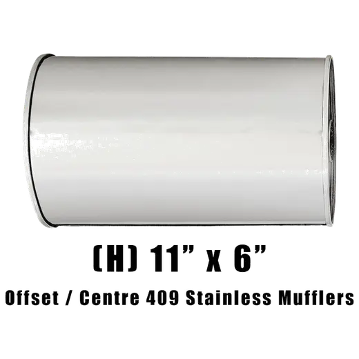 11" x 6" Offset/Centre Configurations Mufflers | Stainless 409 | Select Your Size Length and Internal Options product image