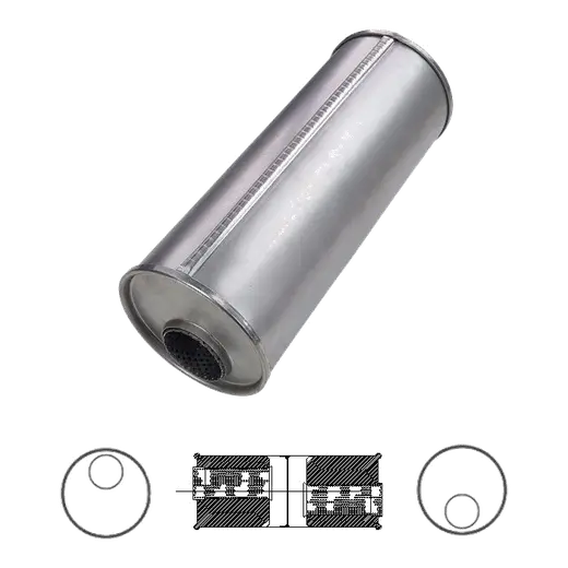 6" Round Offset/Offset Configurations Universal Mufflers | Aluminised | Select Your Size Length and Internal Options product image