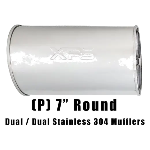 7" Round Dual/Dual Configurations Mufflers | Stainless 304 | Select Your Size Length and Internal Options product image