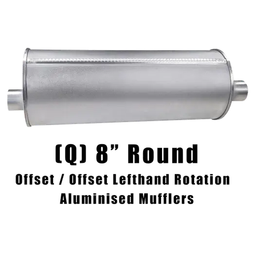 8" Round Offset/Offset Lefthand Rotation Configurations Universal Mufflers | Aluminised | Select Your Size Length and Internal Options product image