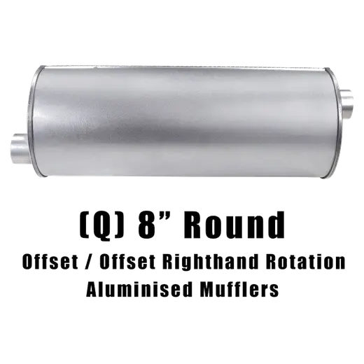 8" Round Offset/Offset Righthand Rotation Configurations Universal Mufflers | Aluminised | Select Your Size Length and Internal Options product image