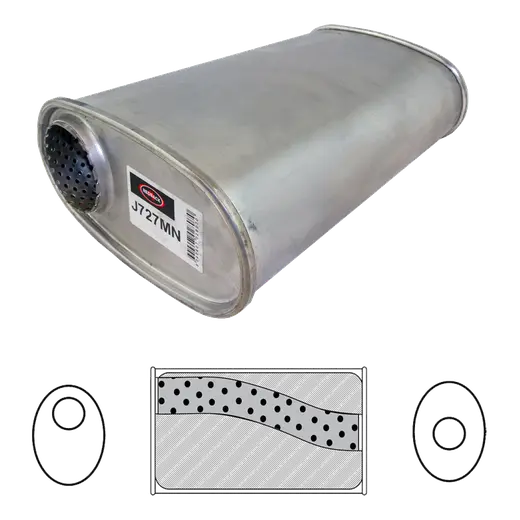 8" X 4" OVAL - 14" LONG O/C 2 1/2" GLASS PACKED MEGA FLOW NO STUBS product image