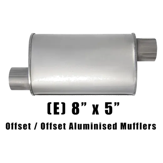 8" x 5" Offset/Offset Configurations Mufflers | Aluminised | Select Your Size Length and Internal Options product image