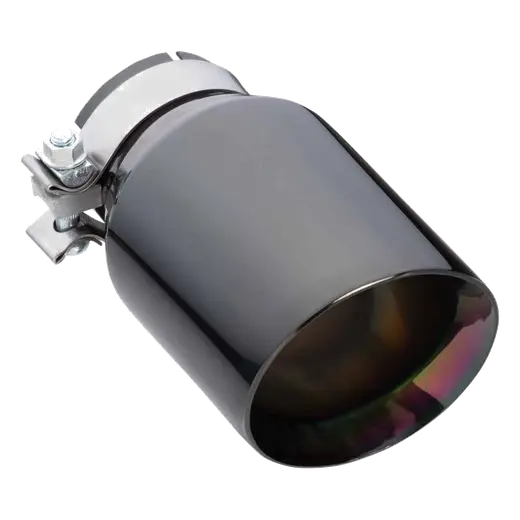 Angle Cut Inner Cone RC 3" In 4 1/2" Out 8" Long SS304 Black Chrome Finish Clamped Tip product image