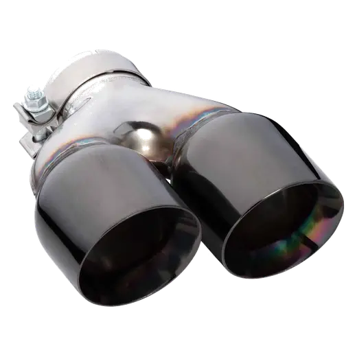 Angle Cut Y-Piece Inner Cone Taper Stepped 3" In 2 x 4" Out 9" Long LHS SS304 Black Chrome Finish Clamped Tip product image