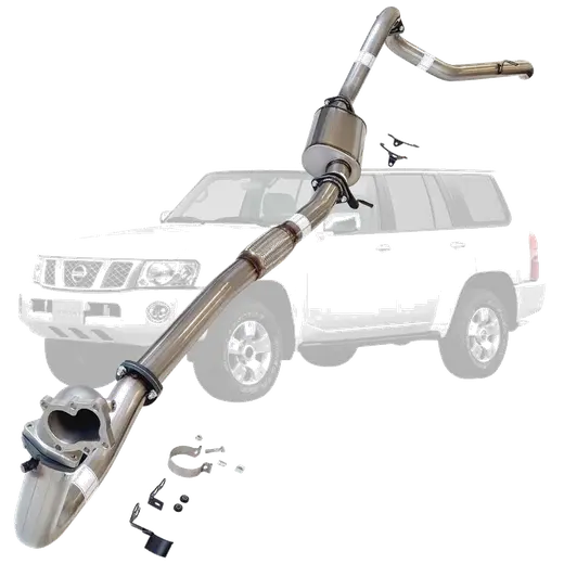 Nissan Patrol Y61 GU TD42 Wagon 3 Inch Turbo Back Exhaust with Stainless Cast Dump Pipe (Does not suit Coil Tower Braces) product image