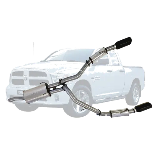 Ram 1500 DS Classic Stainless Steel Exhaust System - Twin 3 Inch Cat Back with 5 Inch Black Chrome Tips product image