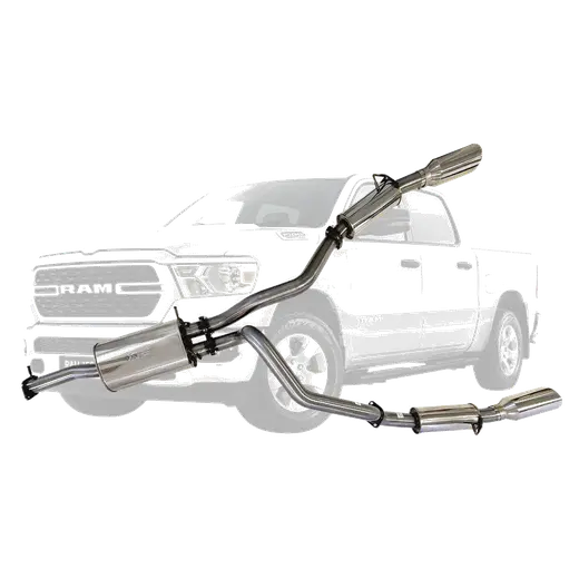 Ram 1500 DT Stainless Steel Exhaust System - Twin 3 Inch Cat Back with 5 Inch Polished Chrome Tips for Limited and Laramie product image