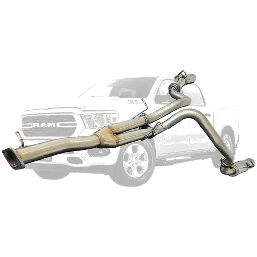 Ram 1500 DT Stainless Steel Pipe Only System - Twin 3 Inch Cat Back with 5 Inch Polished Chrome Tips for Limited and Laramie product image