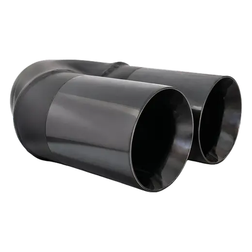 Straight Cut Tip Y-Piece Inner Cone Black Chrome 2 1/2" In 2 x 3 1/2" Out 9" Long Stainless product image