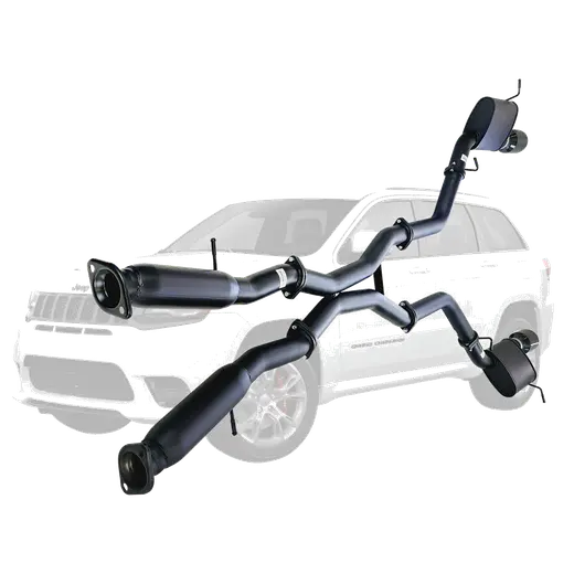 Twin 3 Inch Cat Back Exhaust Centre Hotdogs For SRT Jeep Grand Cherokee 2012 to 2021 BC Tips product image