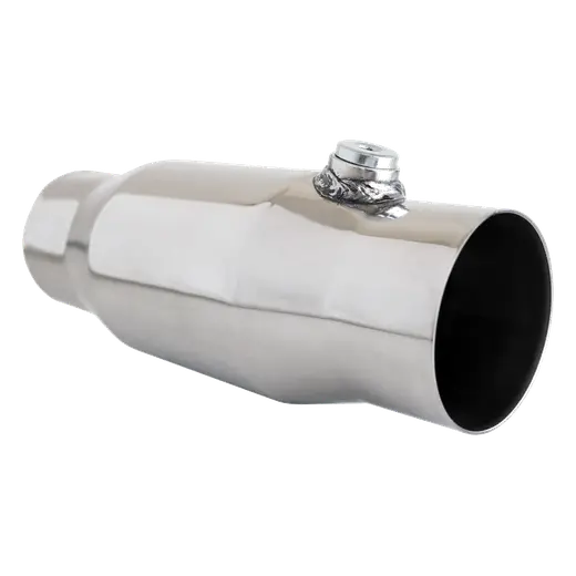 Universal High Flow Performance Catalytic Converter - 2" to 4" 100/200 Cell Round Metallic Core - Bullet Style with Oxy Sensor Provision product image