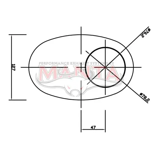 3in, 8in x 5in Oval Offset/Centre, 14in (350mm) Long, Megaflow Muffler - Medium - Aluminised Steel product image