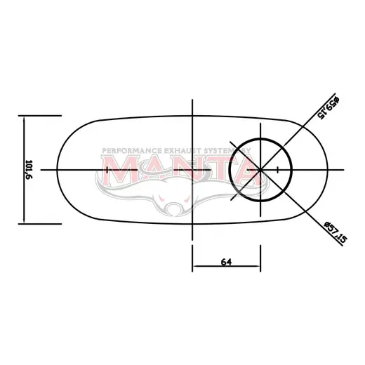 2 1/4in, 10in x 4in Oval Offset/Centre, 14in (350mm) Long, Triflow/Turbo Muffler - Quiet product image