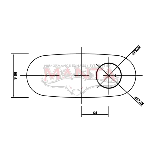 2 1/4in, 10in x 4in Oval Offset/Offset, 14in (350mm) Long, Triflow/Turbo Muffler - Quiet product image