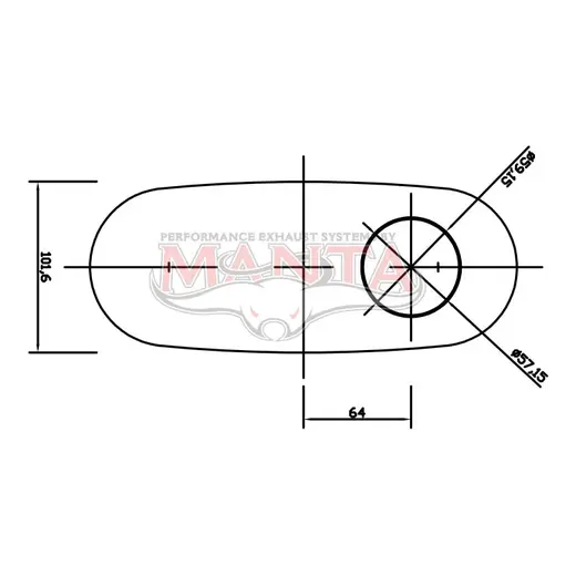 2 1/4in, 10in x 4in Oval Offset/Centre, 16in (400mm) Long, Triflow/Turbo Muffler - Quiet product image