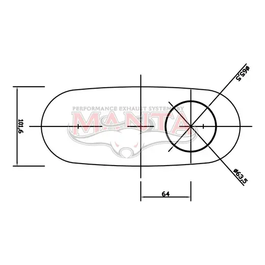 2 1/2in, 10in x 4in Oval Offset/Centre, 12in (300mm) Long, Triflow/Turbo Muffler - Quiet product image