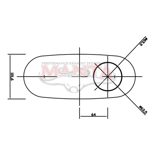 2 1/2in, 10in x 4in Oval Offset/Centre, 14in (350mm) Long, Triflow/Turbo Muffler - Quiet product image