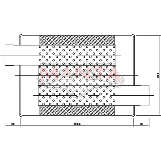 2 1/2in, 10in x 4in Oval Offset/Offset, 14in (350mm) Long, Triflow/Turbo Muffler - Quiet product image