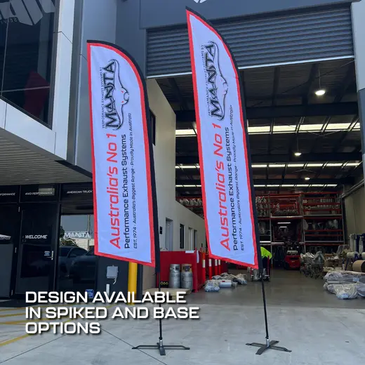 Manta Feather Style Flag - 3m tall cross base for hard floor product image