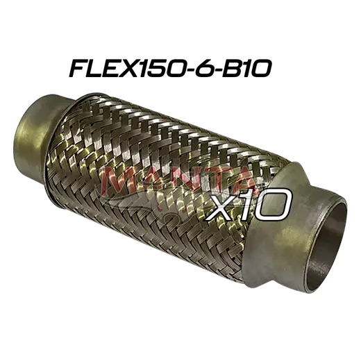 (Pack 10) 1 1/2in ID x 152mm (6in) Stainless Steel Flex Bellow, Double Braided Liner product image