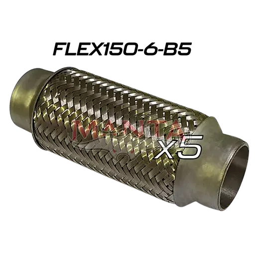 (Pack 5) 1 1/2in ID x 152mm (6in) Stainless Steel Flex Bellow, Double Braided Liner product image