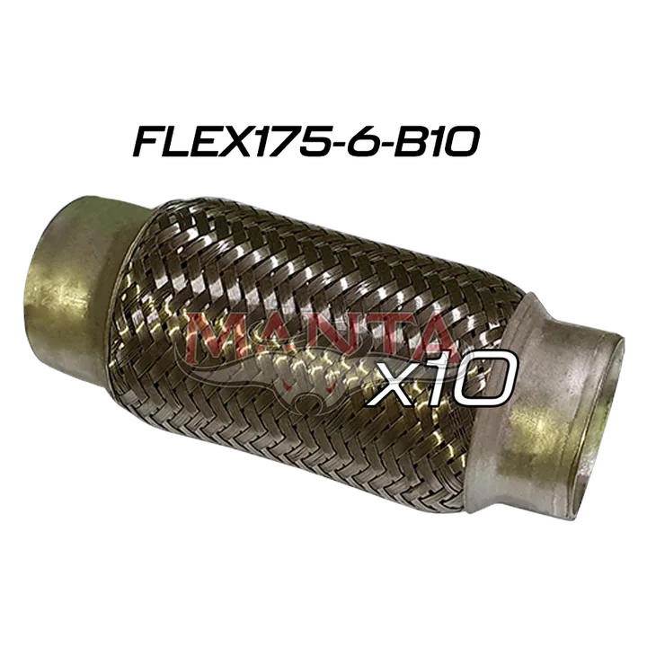 (Pack 10) 1 3/4in ID x 152mm (6in) Stainless Steel Flex Bellow, Double Braided Liner product image