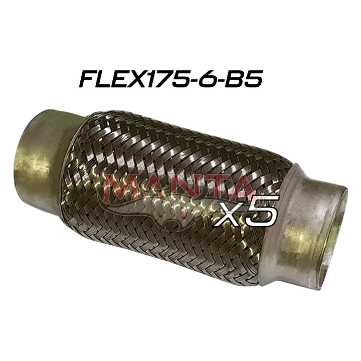 (Pack 5) 1 3/4in ID x 152mm (6in) Stainless Steel Flex Bellow, Double Braided Liner product image