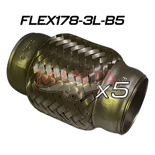 (Pack 5) 1 7/8in ID x 75mm (3in) Stainless Steel Flex Bellow With Interlock Tube Liner product image