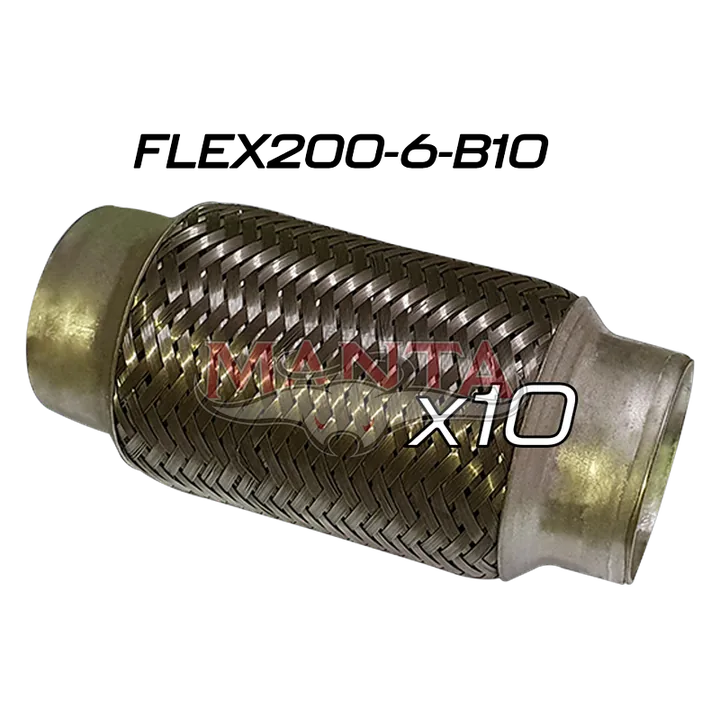 (Pack 10) 2in ID x 152mm (6in) Stainless Steel Flex Bellow, Double Braided Liner product image