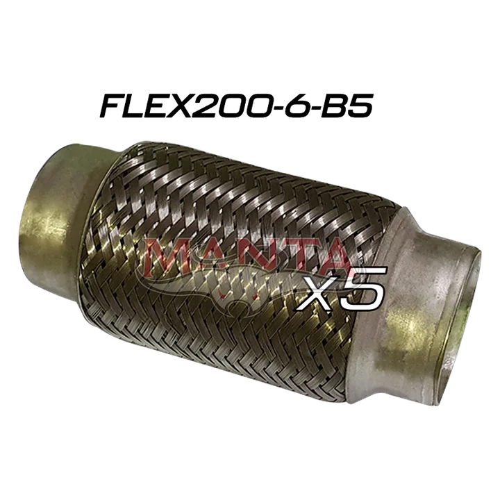 (Pack 5) 2in ID x 152mm (6in) Stainless Steel Flex Bellow, Double Braided Liner product image