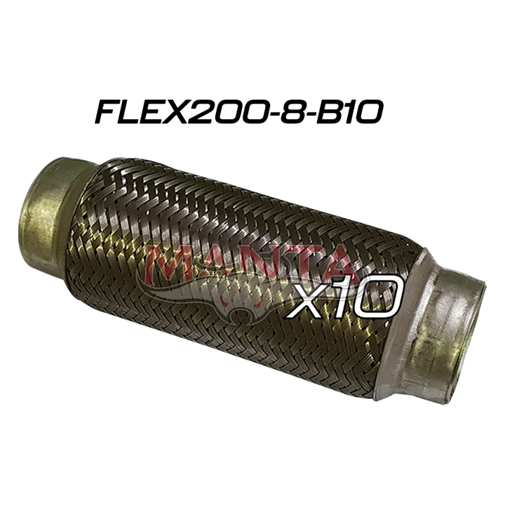 (Pack 10) 2in ID x 203mm (8in) Stainless Steel Flex Bellow, Double Braided Liner product image