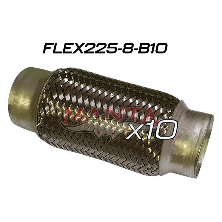 (Pack 10) 2 1/4in ID x 203mm (8in) Stainless Steel Flex Bellow, Double Braided Liner product image